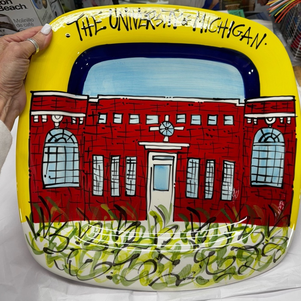NEW! The University of Michigan Collector Ceramic Platter 15” Signed Gabells